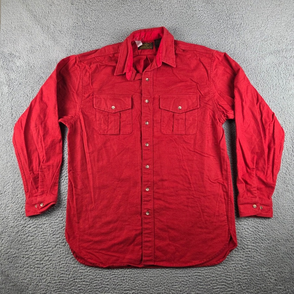 Eddie Bauer Shirt Mens XLT Tall Red Button Down Long Sleeve 100% Cotton Workwear